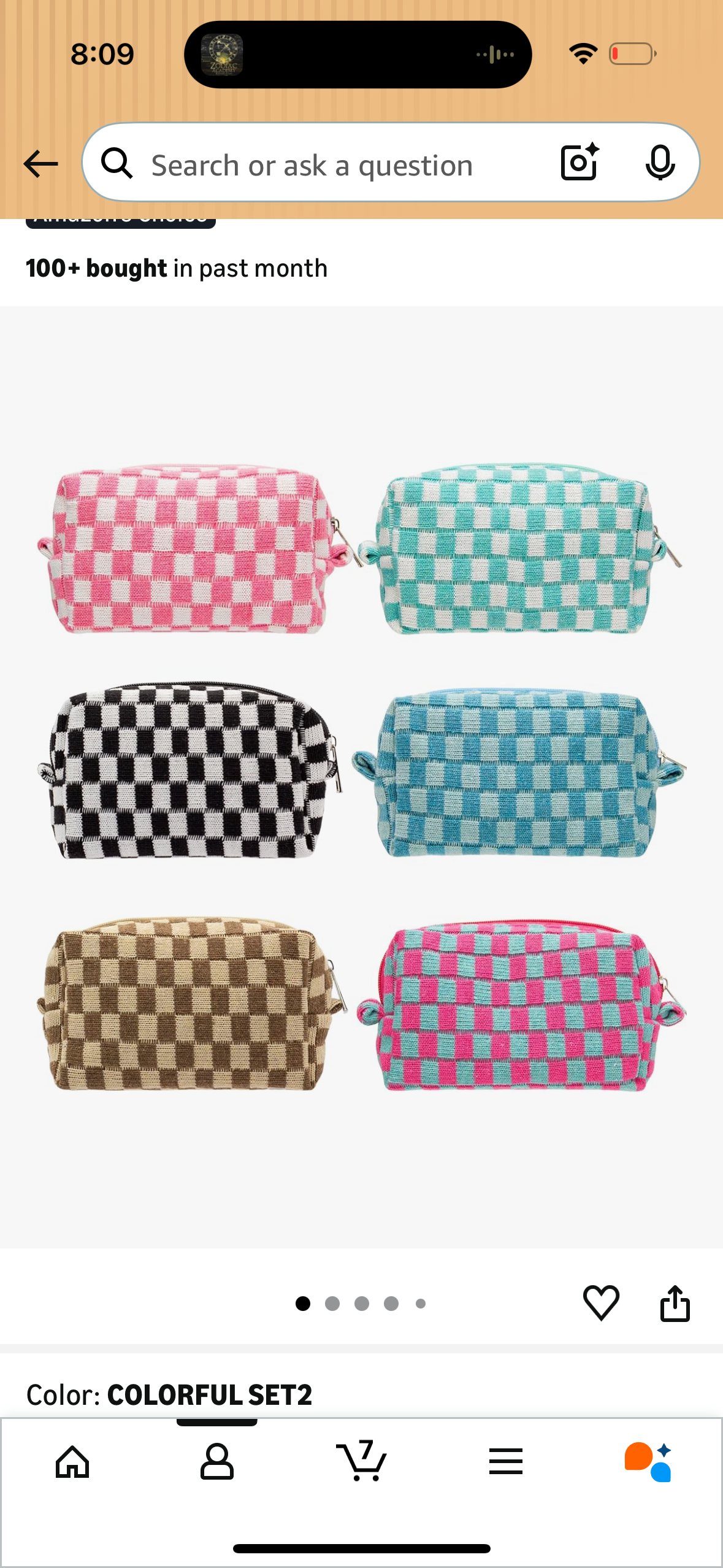 Monogrammed Checkered Cosmetic bag / Pencil Case
