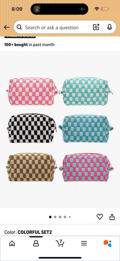 Monogrammed Checkered Cosmetic bag / Pencil Case