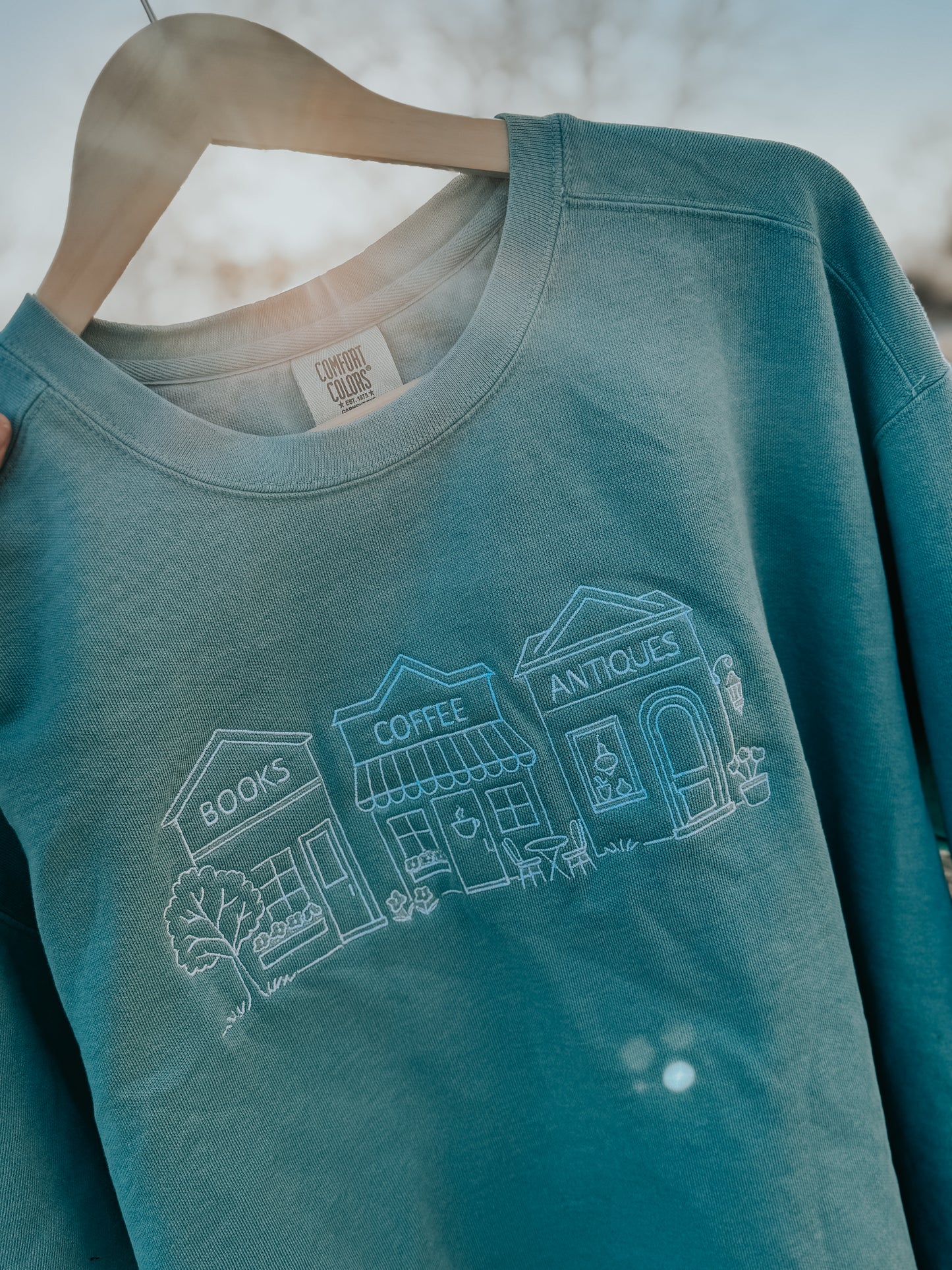 Books, Coffee, Antiques crewneck sweatshirt