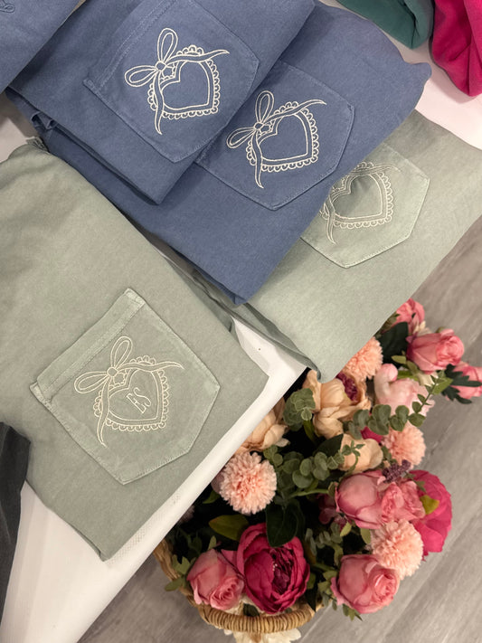Heart Lace Locket Monogrammed pocket Tshirt