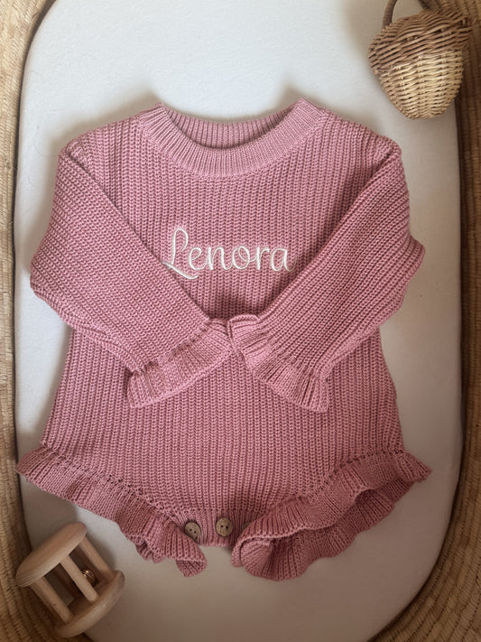 Custom Ruffled Sweater Romper
