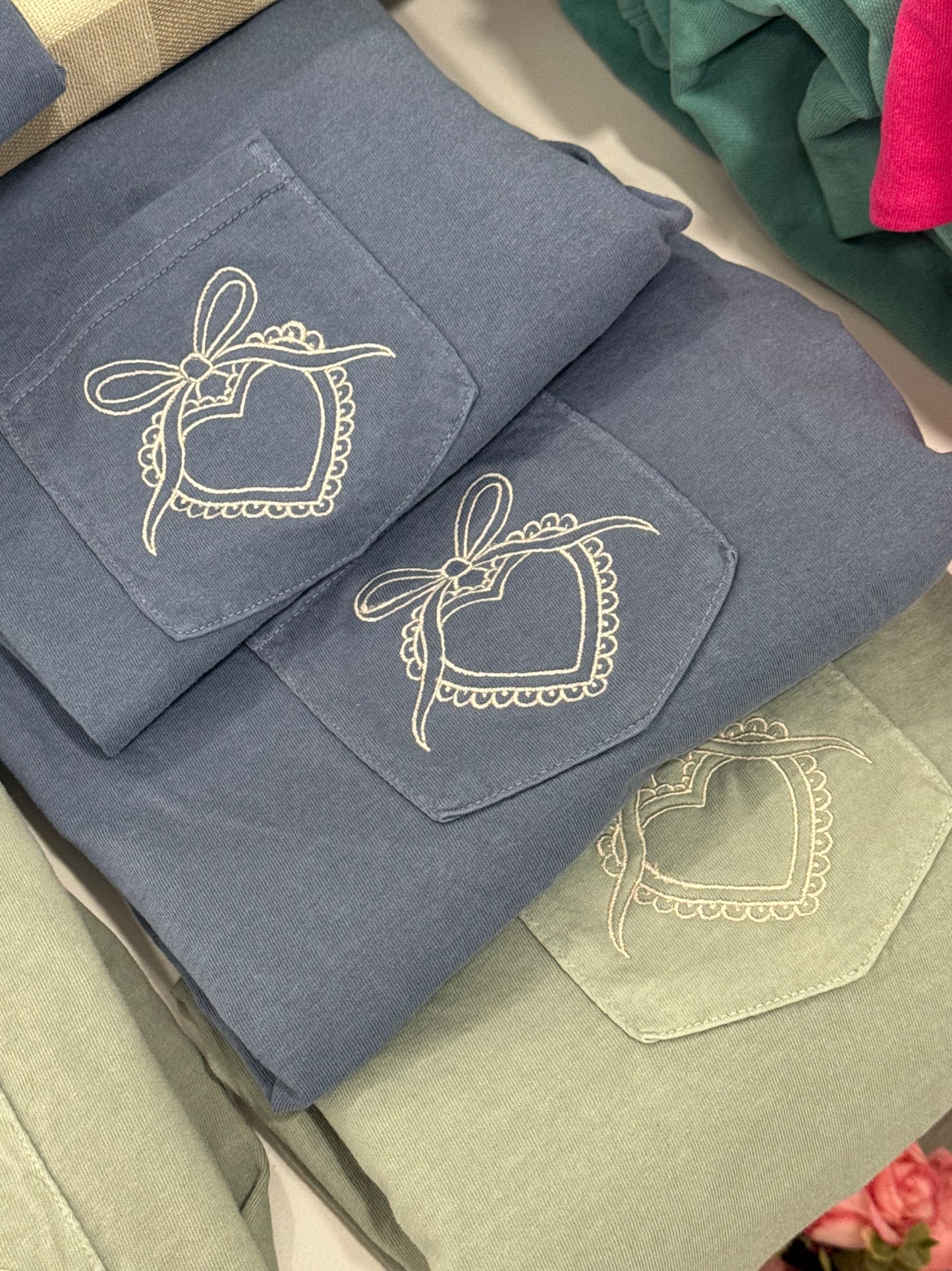 Heart Lace Locket Monogrammed pocket Tshirt