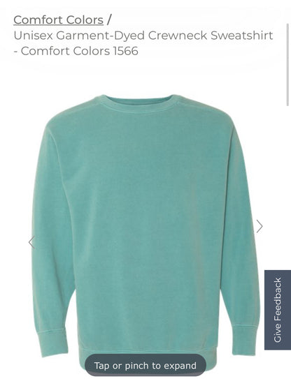 Seafoam comfort colors “I’d rather be thrifting” Monochrome crewneck