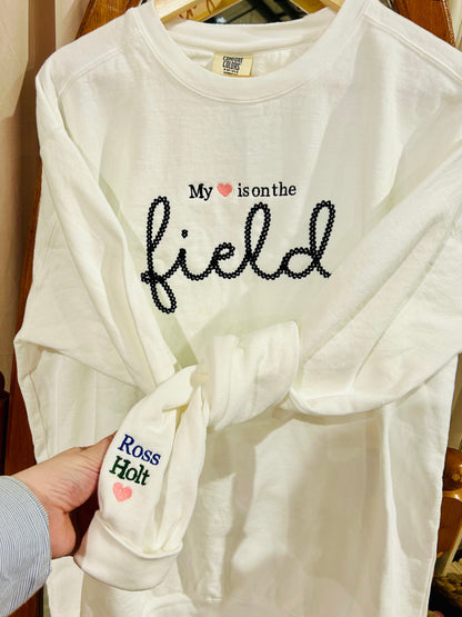 My heart is on the field crewneck
